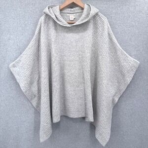 Carbon 2 Cobalt Sanctuary Poncho Women L/XL Gray Knit Merino Wool Blend Hoodie